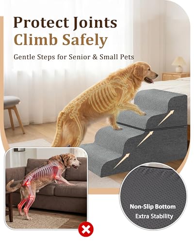 Dog Stairs for Bed,19" H 4 Step Pet Stairs for Small Dogs & Cats - Image 3