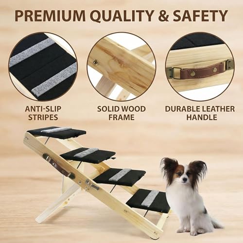 2-in-1 Indoor Pet Ramp, Wooden Folding 4-Tier Pet Stairs - Image 5