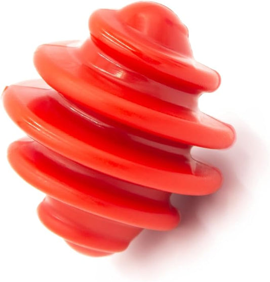 Alpha - Spiral - Heavy-Duty Rubber Dog Enrichment Chew Toy & Treat Spreader - Choose Your Color - 4" L × 3.5" W × 3.5" H (Red)