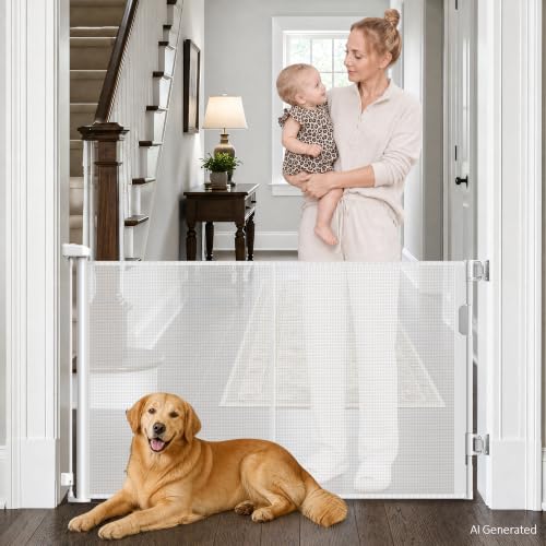 Retractable Baby Gates for Doorways 50” Wide Mesh Pet Gate - Image 2