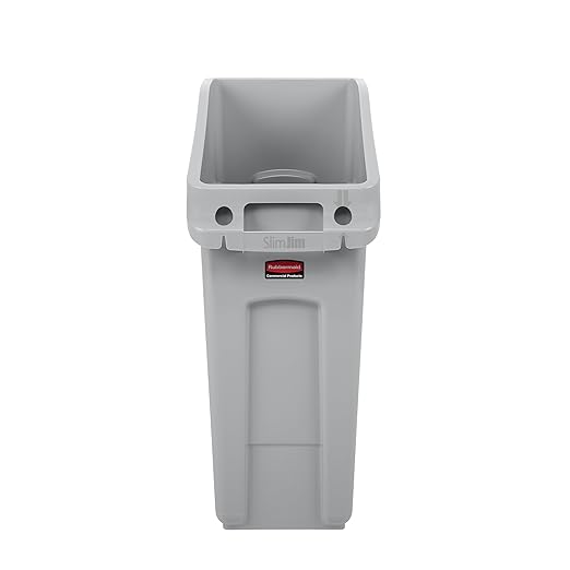 Rubbermaid Commercial Products Slim Jim Under-Counter Trash Can with Venting Channels 13-Gallon Gray Fits Under Desk/Cabinet/Sink Pack of 1