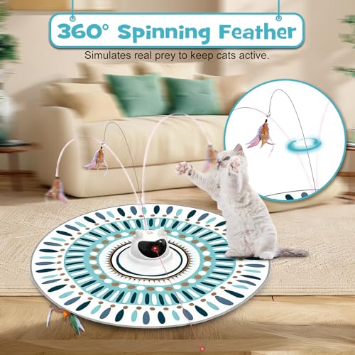 Automatic Flying Bird Feather Cat Toy for Indoor Cats - USB Rechargeable Motion-Activated Self-Play Teaser with Sticky Suction Base, Interactive Enrichment Toy for Cats