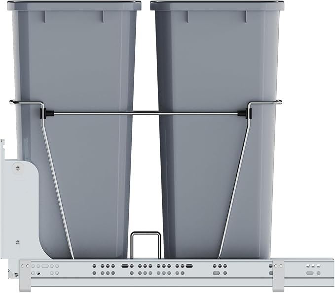 35QT Pull Out Trash Can for Under Sink Storage, Adjustable Sliding Drawer System, Doesn't Include Door Fittings (2*35 qt)