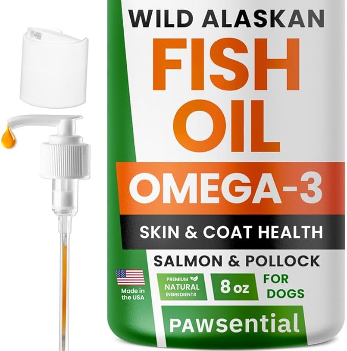 Fish Oil for Dogs & Cats - Natural Omega-3 - Skin & Coat Support - Liquid Food Supplement for Pets - Natural EPA + DHA Fatty Acids for Joint Function, Immune & Heart Health - 8 (fl oz)
