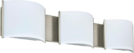 LED Wall Sconce Lights Indoor Sconces Wall Lighting LED Vanity Lights, Brushed Nickel 3 Light Bathroom Vanity Light Fixtures with White ABS Shade for Hallway Bedroom Living Room