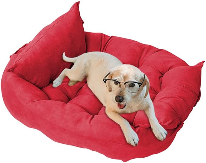 Comfy Calming Dog Beds for Small Medium Large Dogs, Anti Anxiety Dog Bed, Self Warming Dog Bed Outdoor and Indoor, Cat Beds for Indoor Cats, Kennel Bed for Pet (Large(17x20inch),red)