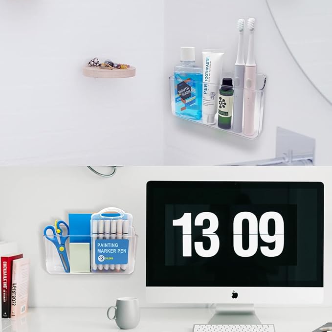 Wall Mounted Remote Control Holder Set, 3 Pack Self Adhesive Magazine File, Mail Organizer Box for Wall, Bedside Caddy Phone Basket, Dorm, Office Storage Supplies.Kitchen Cabinet Door Organizer.