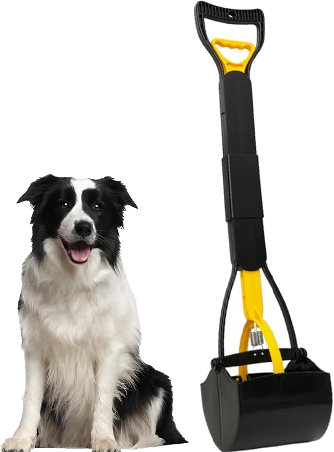 Dog Pooper Scooper for Large Medium & Small Dogs Heavy Duty,Long Handled Dog Poop Scooper for Grass,Durable Dog Poop Pick Up Tool (Yellow)