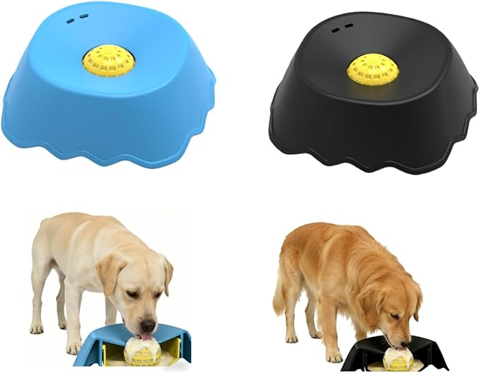 Slow Feeder Dog Bowls Interactive Dog Licking Toy & Lick Bowl for Dogs, Large Capacity Non-Slip Dog Lick Bowl for All Dogs (Black&Blue)