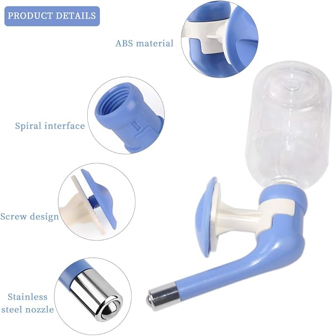Andiker Dog Water Bottle for Crate, No-drip 350ml Dog Water Dispenser Adjustable and Detachable Installed on The Kennel Cage Water Bottle for Dogs and Puppy Drinking Water