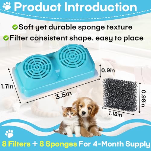 8-Pack Pet Water Fountain Filter Compatible with Emdoro - Image 3