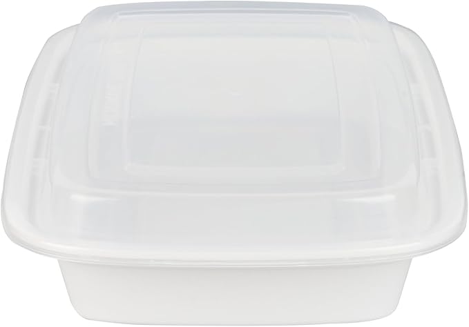 Restaurantware-Asporto 24 Ounce Take Out Containers, 100 Food Containers With Lids - Microwavable, Disposable, White Plastic To Go Boxes For Food, No BPA, For Take Out And Delivery