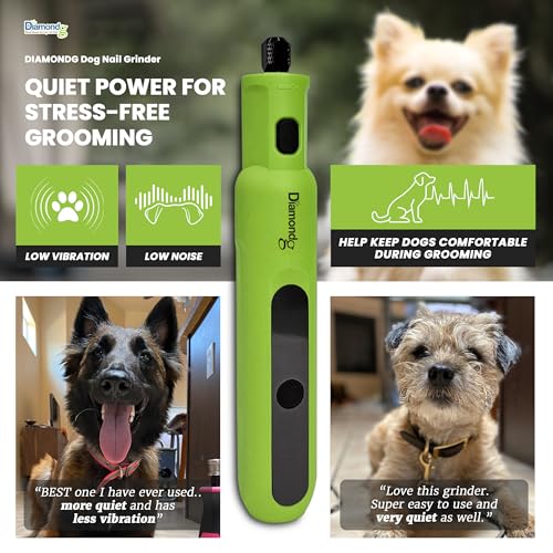 Diamondg Cordless Micro Dog Nail Grinder with Quiet Sound & LED Tip for Large & Small Dogs, 4hrs. Runtime - Electric Dog Nail Trimmer, Heavy Duty Rotary Tool Alternative to Toenail Clippers & Filers