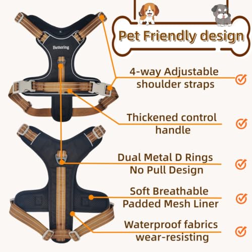 No Pull Reflective Dog Harness, 2 D-Rings Escape Proof Dog Vest - Image 3