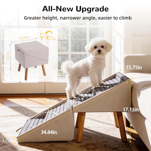 Dog Stairs for Small Dogs, 2-in-1 Dog Safety Ramp and Ottoman - Image 4