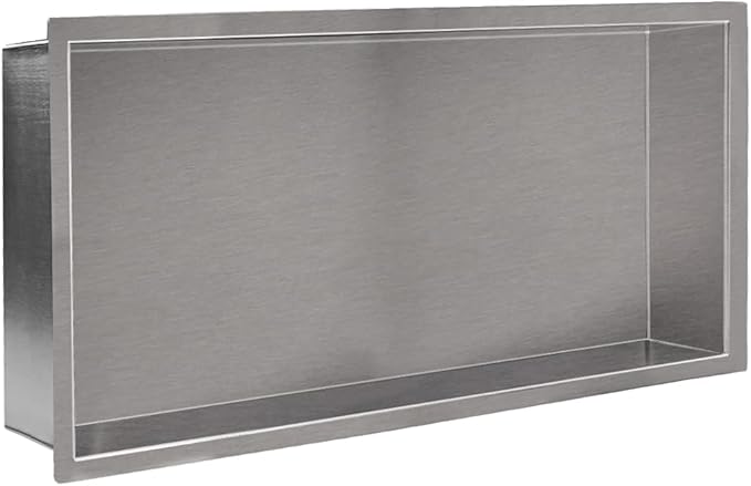 24"×12" Shower Niche Brushed Stainless Steel, Recessed Shower Caddy, Bathroom Shelf Insert Fits for 22.8"x11" Wall Hole Installation (Nickel)