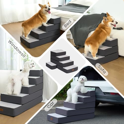 Garnpet 4-Step Adjustable Dog Stairs for Beds, Dog Steps - Image 6