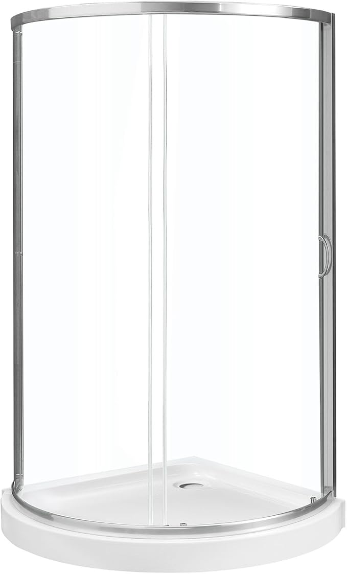 OVE Decors Breeze 32 in. Corner Shower Clear Sliding Door with Base in Satin Nickel Finish
