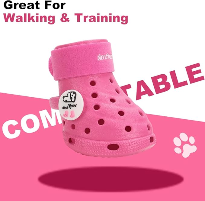 Dog Shoes Breathable Dog Shoe for Hot Pavement, Dog Booties and Paw Protectors, Non-Slip Waterproof Dog Sandals Boots (Pink, L: (3.1’’x2.5'')(L*W))