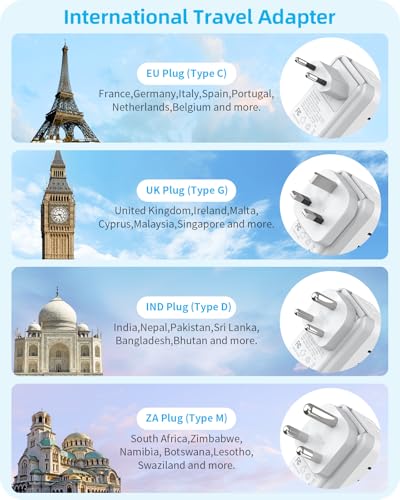 PAEWOK Travel Adapter Set with Type G/C/M/D Detachab - Image 3