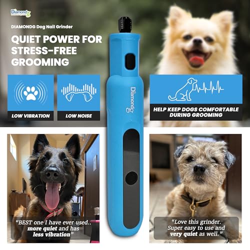 Diamondg Cordless Micro Dog Nail Grinder with Quiet Sound & LED Tip for Large & Small Dogs, 4hrs. Runtime - Electric Dog Nail Trimmer, Heavy Duty Rotary Tool Alternative to Toenail Clippers & Filers