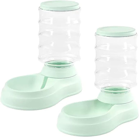 Cat Food Dispenser 3L, Cat Feeder and Cat Water Dispenser Set, Automatic Feeder for Pets Dogs, Puppies, Kittens, Rabbits(Green)