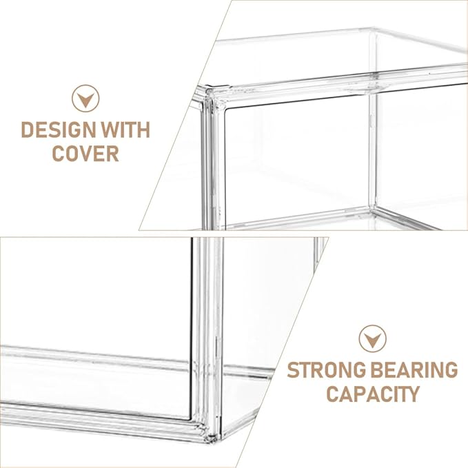 GLEAVI Transparent Bedroom Books Container Stackable Acrylic Sundries Storage Box for Organizing Books Stationery and Classroom Supplies Home and Office Use