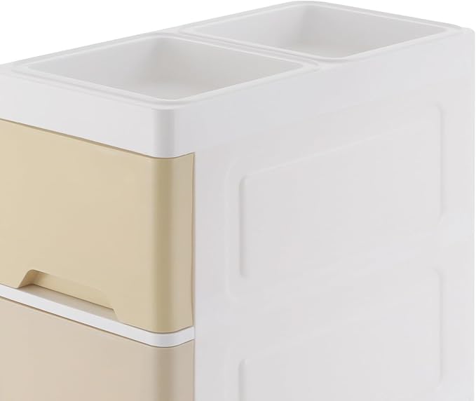 5-Tier Slim Bathroom Storage Cabinet with Wheels, Narrow Plastic Drawer Organizer Cart, Colorful Storage Cart for Bathroom, Kitchen, Laundry Small Spaces 7.09"x14.96"x32.68"