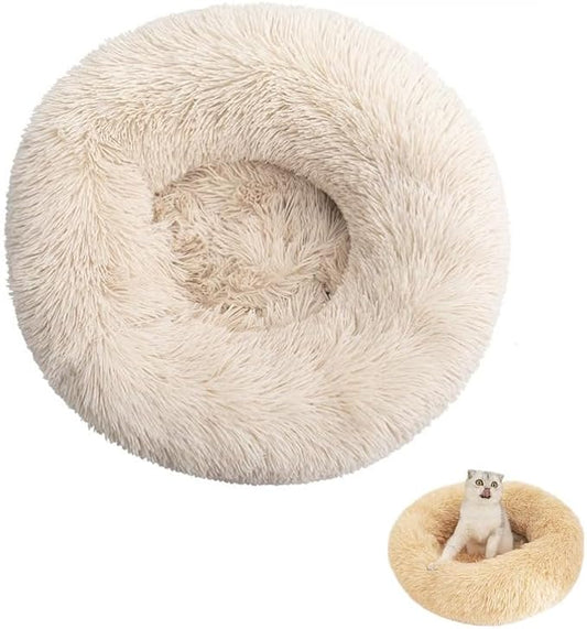 Anxiety Relief Dog Bed - Mr Fluffy Friend Anti-Anxiety Original Calming Plush Pet Bed for Chewing, Crate Training & Thunderstorm Stress (A-Brown,XS-40CM)