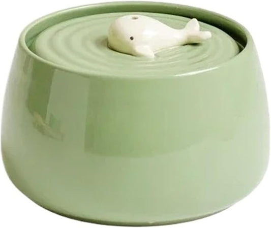 Compatible for 1.3L Ceramic Pet Water Fountain USB Charging Automatic Circulating Filtration for Cats Dogs(Green)