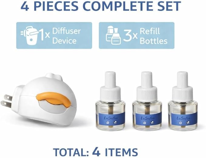 Dog Pheromones Calming Diffuser, 90-Day Dog Calming Diffuser - 1 Diffuser & 3 Refills Top Advantageous Kit Dog Calming Diffuser – Helps Reduce Scratching,Peeing,Hiding Urine,Marking Aggression