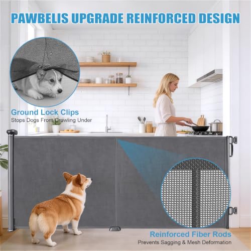 Retractable Dog Gate, 70.8" Wide × 34" Tall Mesh Pet Gate - Image 6