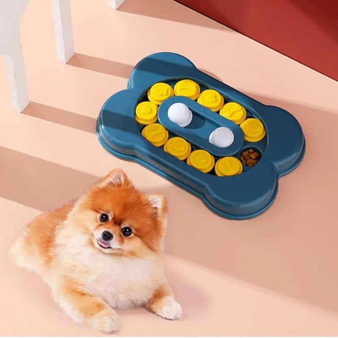 Interactive Dog Puzzle Toy for Treat Training, Bone-Shaped Enrichment Toy with Sliding Compartments & Rolling Balls, Mental Stimulation Slow Treat Dispenser for Small Medium Large Dogs