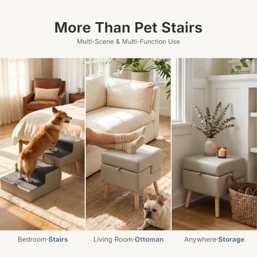 2-in-1 Foldable Dog Stairs & Ottoman, 15.7" H Dog Stairs - Image 7