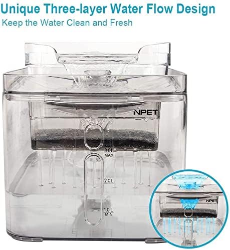 Pet Fountain Cat Water Fountain, 3L Automatic Pet Drinking Fountain Dog Water Dispenser with QuadrupleAction Filter Pet Water Dispenser (Color : with Sensor Switch) (Clear)