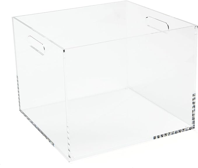 RUSSELL+HAZEL Acrylic File Box, Acrylic File Folder Organizer, Letter Size Hanging File Organizer Box, 12.25" x 12.75" x 10," Acrylic Storage Container for Bathroom, Pantry or Home (55712)