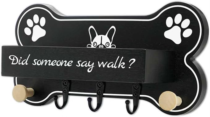 ProotorBone Shape Dog Leash Holder for wall Mount and Storage Organizer, 11.8'' x 5.9'' x 3.7 - Coat Rack with 5 Hooks Cute House Warming Gift for Dog Lovers,Door and Bedroom Decor.