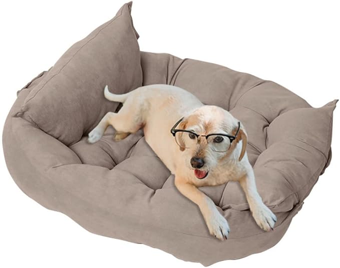 Comfy Calming Dog Beds for Small Medium Large Dogs, Anti Anxiety Dog Bed, Self Warming Dog Bed Outdoor and Indoor, Cat Beds for Indoor Cats, Kennel Bed for Pet (Small(10x12inch),Khaki)