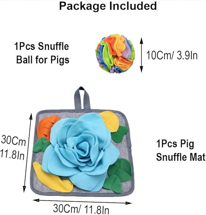 Pig Snuffle Mat and Snuffle Ball for Pigs – Pig Enrichment Toys for Mini Pigs, Potbellied Pigs & Farm Use – Interactive Foraging & Rooting Toy, Slow Feeding Pig Toys Accessories