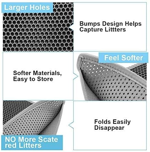 Small Cat Litter Box Mat: Easy Clean Cat Litter Mat for Floor, Kitty Scratch Cute Pad (15x24 Inch Grey)
