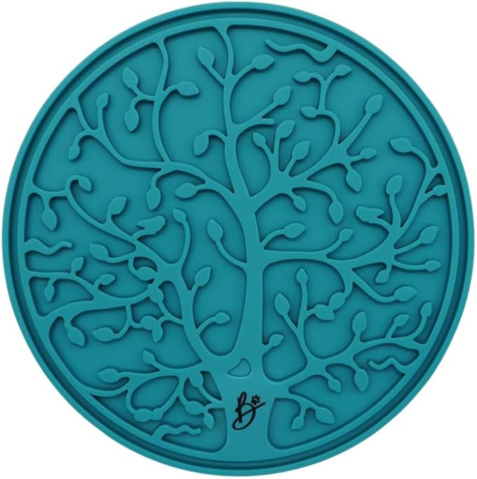 B The Boleo Shop Tree Design Lick Mat for Dogs and Cats, Slow Feeder, Anxiety Relief, Improve Grooming Session, Dog Toy to Keep Busy