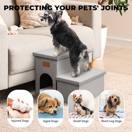 Zerbuger 2 Step Dog Stairs with Storage, 15" High Folding - Image 6