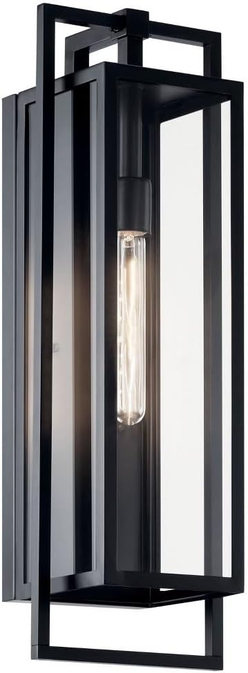 Kichler Goson 24" Outdoor Wall Light in Black, 1-Light Modern Exterior Wall Lantern with Clear Glass for Porch, Patio, Garage, (24" H x 8" W x 7" L), 59089BK