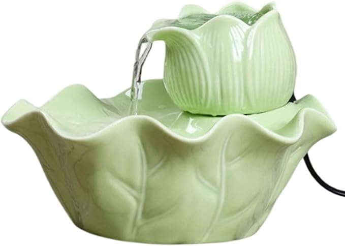 Automatic Ceramic Cat Water Fountain, Dual Filtration, Super Silent Pet Drinker for Cats & Dogs, Waterer Bowl