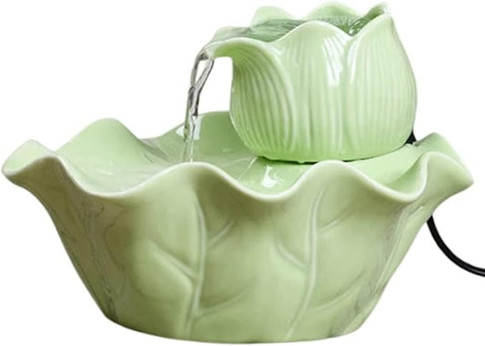 Automatic Ceramic Cat Water Fountain, Dual Filtration, Super Silent Pet Drinker for Cats & Dogs, Waterer Bowl