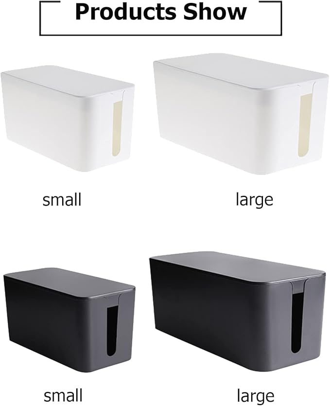 Cable Management Box,Cord Organizer Box for Home and Office System to Cover and Hide & Power Strips & Cords,Surge Protector (Small, Black)