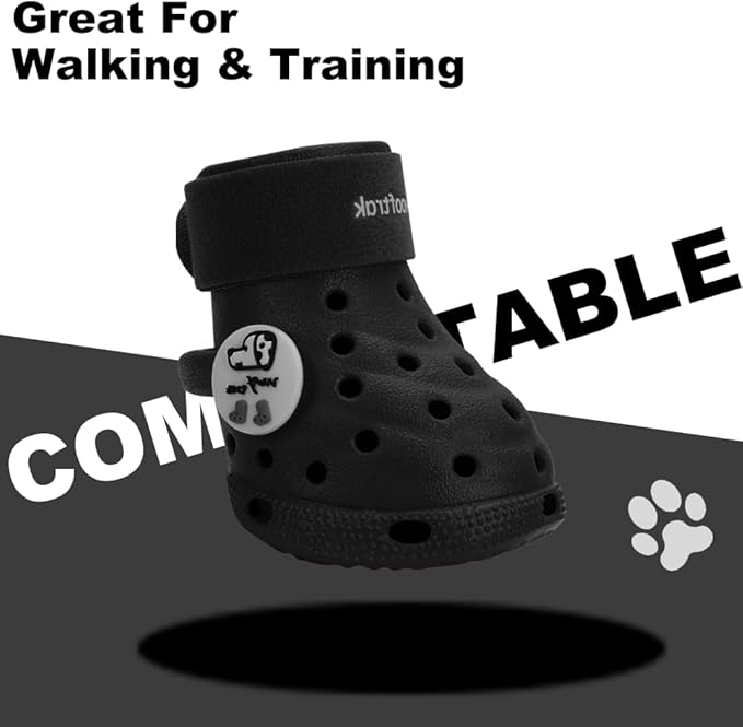 Dog Shoes Breathable Dog Shoe for Hot Pavement, Dog Booties and Paw Protectors, Non-Slip Waterproof Dog Sandals Boots (Black, S: (2.3’’x1.8'')(L*W))
