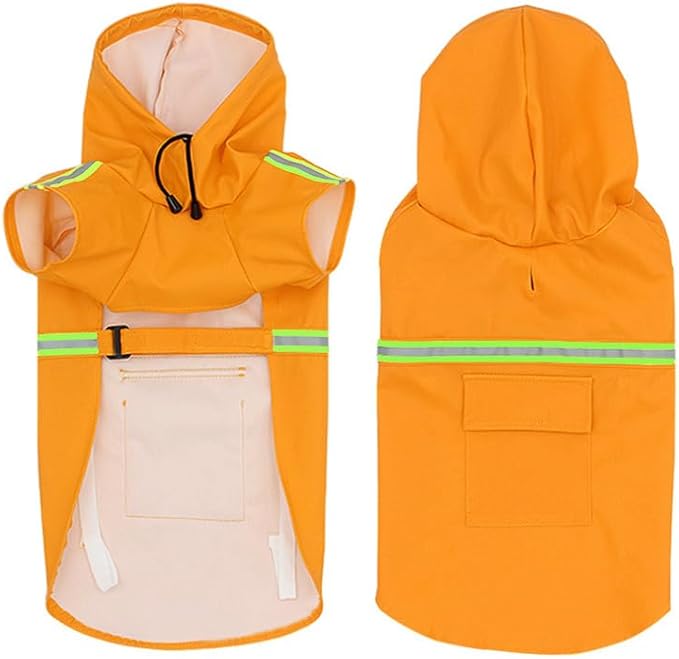 Pet Dog Raincoat Waterproof Reflective Lightweight with Adjustable Hood for Small Medium Large Dogs (Orange,5XL)