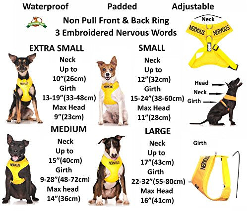 Nervous Yellow Color Coded Waterproof Padded Adjustable Non Pull Front and Back Ring Alert Warning Medium Vest Dog Harness Prevents Accidents By Warning Others of Your Dog in Advan - Image 4