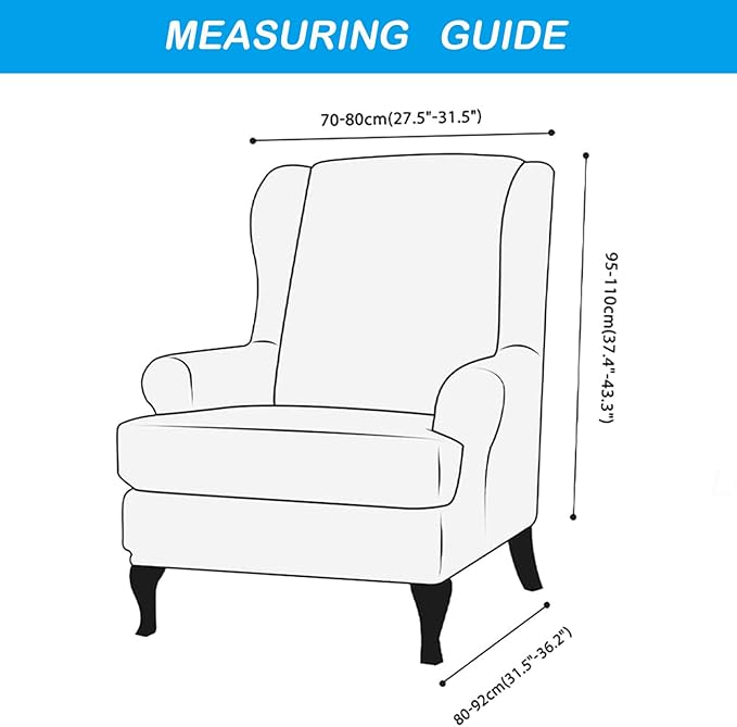 OBCREAT Wingback Chair Covers,2 Piece Stretch Velvet Wingback Chair Slipcover Soft Wing Chair Sofa Covers with Elastic Bottom,Armchair Couch Cover Furniture Protector for Living Room (Yellow)